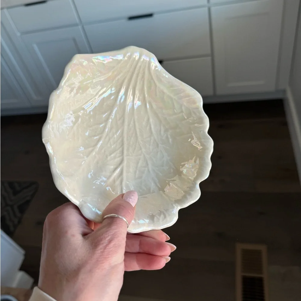 Vintage California Pottery Lusterware White Pearlescent salad bowls